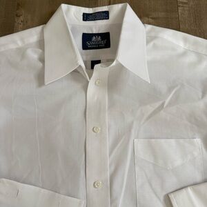 Stafford Wrinkle Free Button Up Shirt‎ White Men 16.5 32 French Cuffs Broadcloth